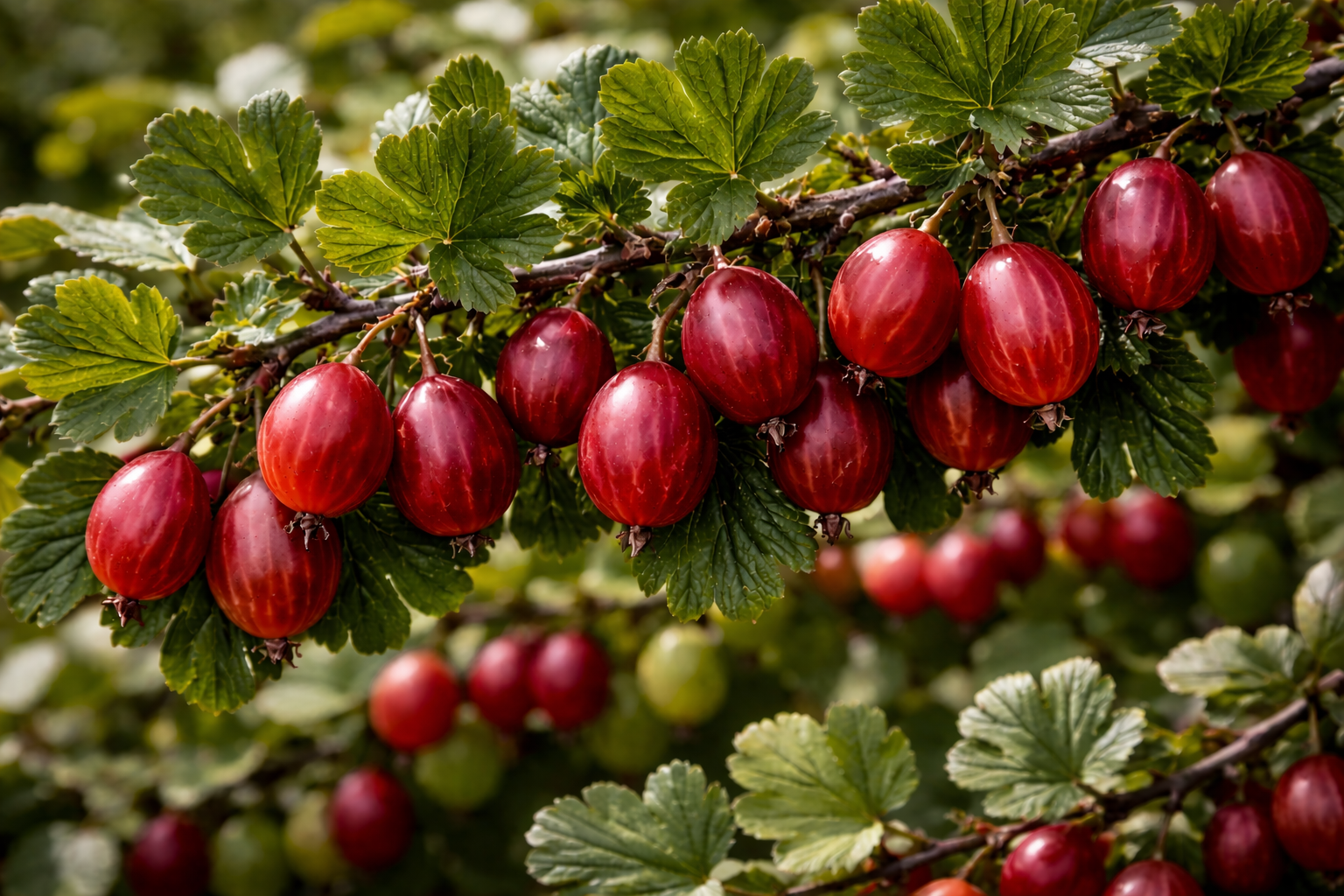 Strauch Stachelbeere Hinnonmäki rot Jungpflanze
